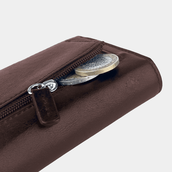 Coin compartment with zipper