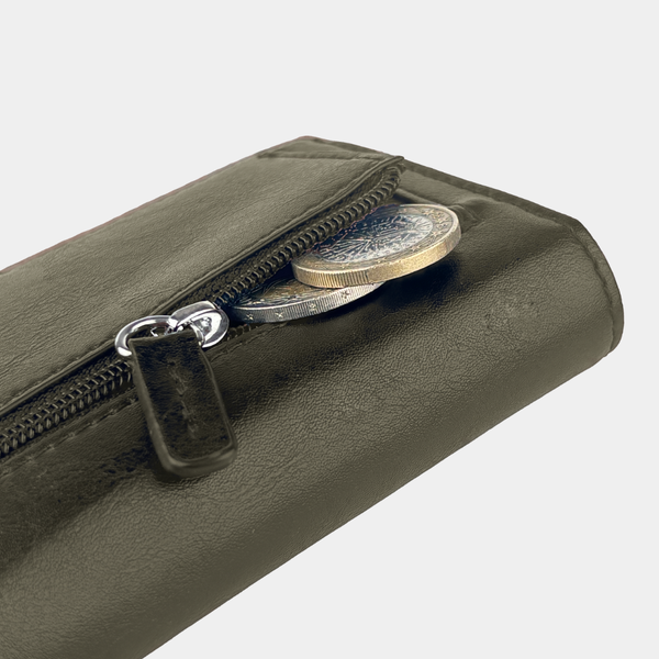 Coin compartment with zipper